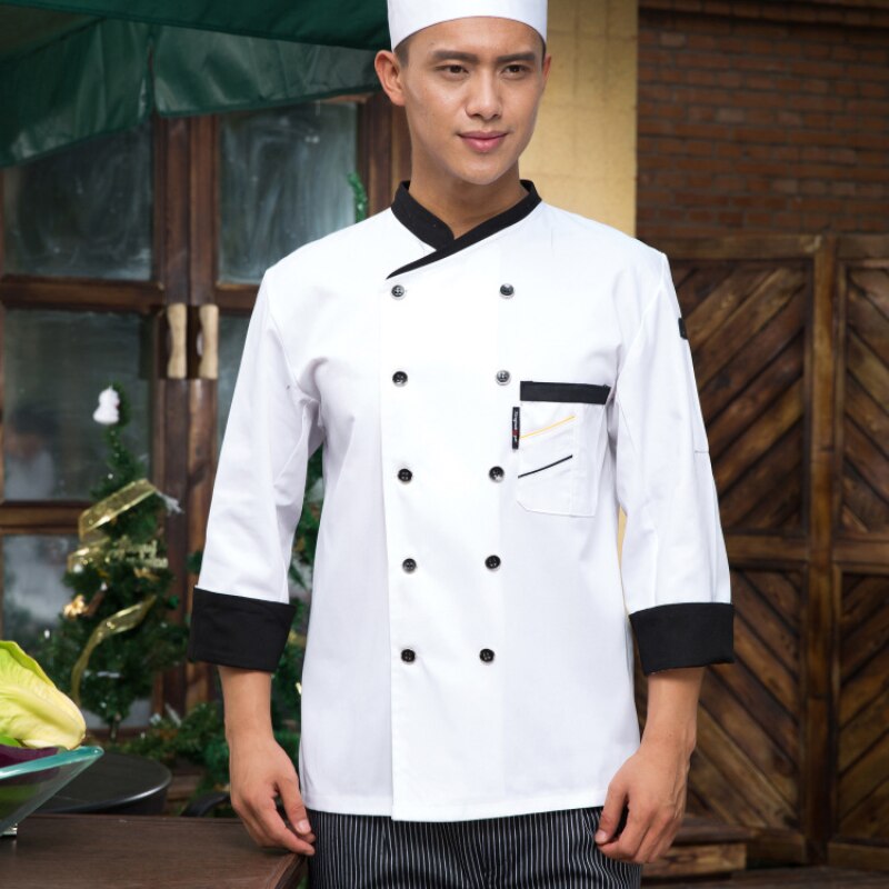 3 kleur Mannen Chef Kleding Hotel Restaurant Pastry Chef Kleding Lange Mouw Vrouwen Chef Uniformen Kleding: white / Xxxl