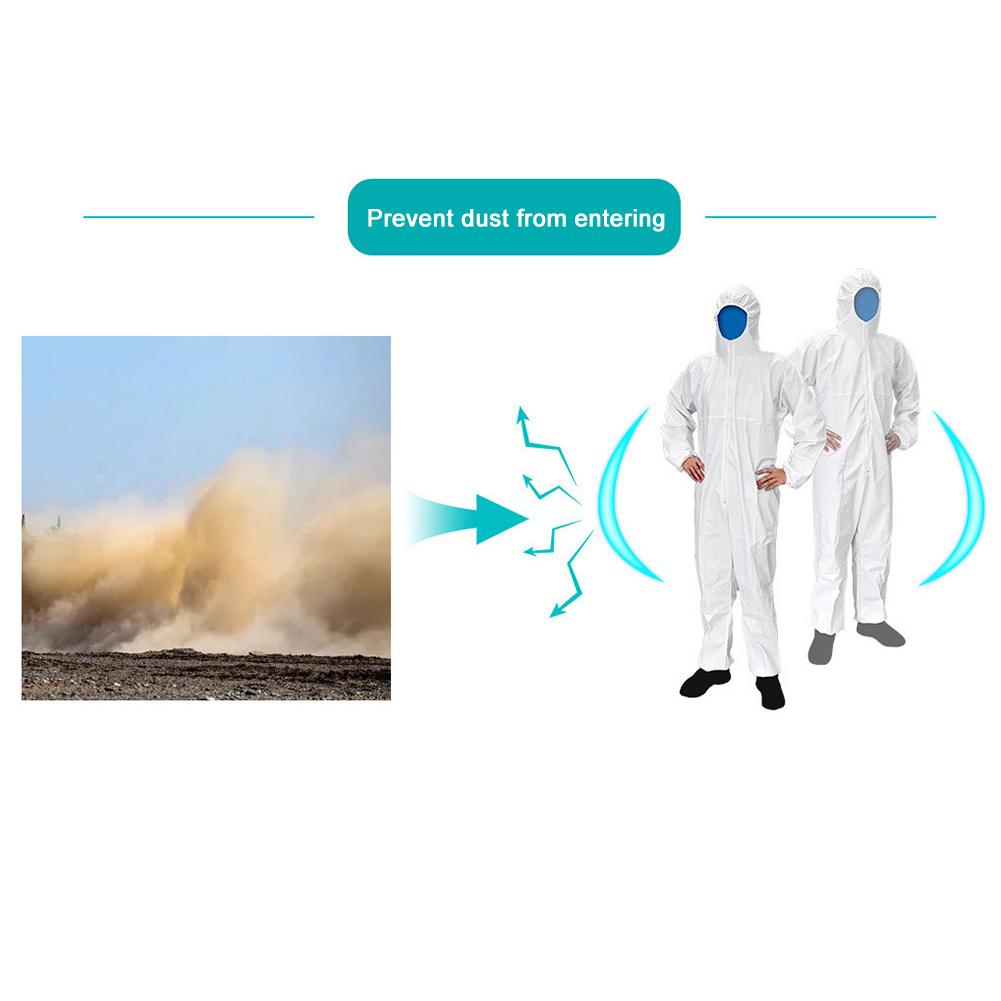 Disposable Coverall Protection Gown with Hood Waterproof Protective Clothing for Men Women Outdoors Indoors Anti-Static