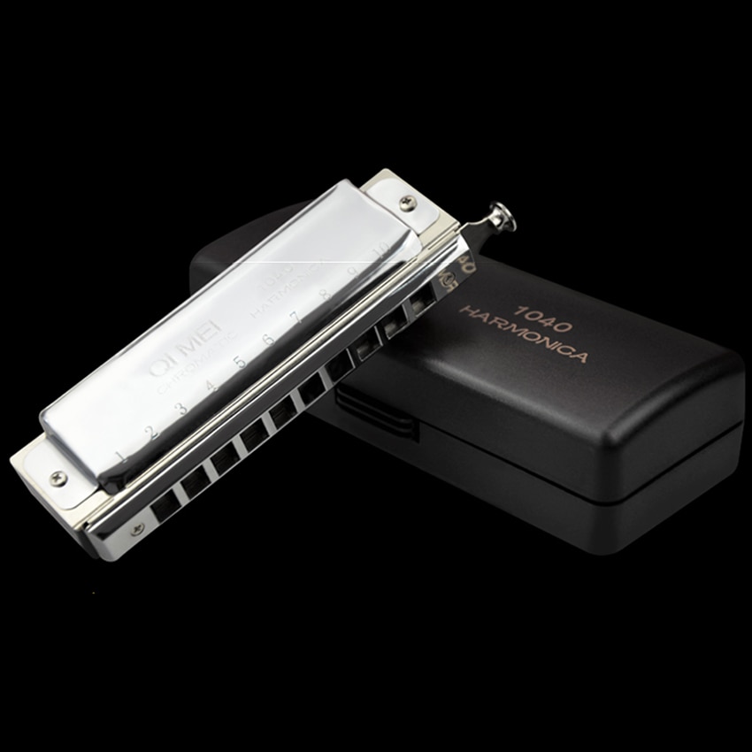 Chromatic Harmonica 10 Holes/40 Tones Sliver Wind Instrument Mouth Organ QIMEI Musical Instruments