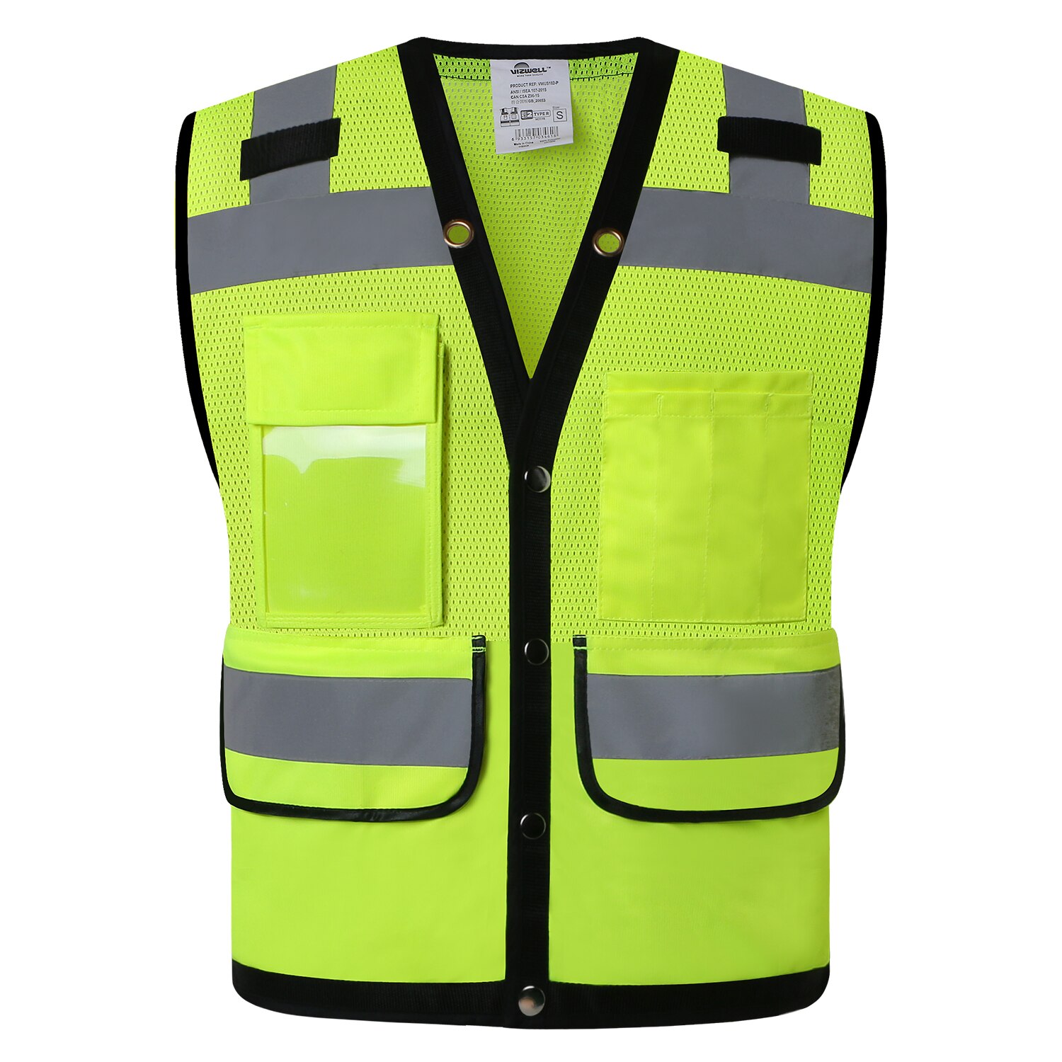 Hi Vis Safety Vest Reflective Surveryor Orange Mesh Safety vest Jacket High visibility work wear: Yellow / L