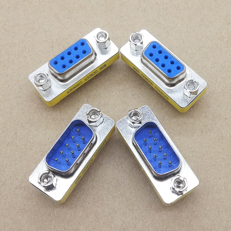 Adaptador DB9 de 9 pines/hembra a hembra/hembra a macho/macho a macho/Mini cambiador de género, Conector de serie RS232, 1 ud.