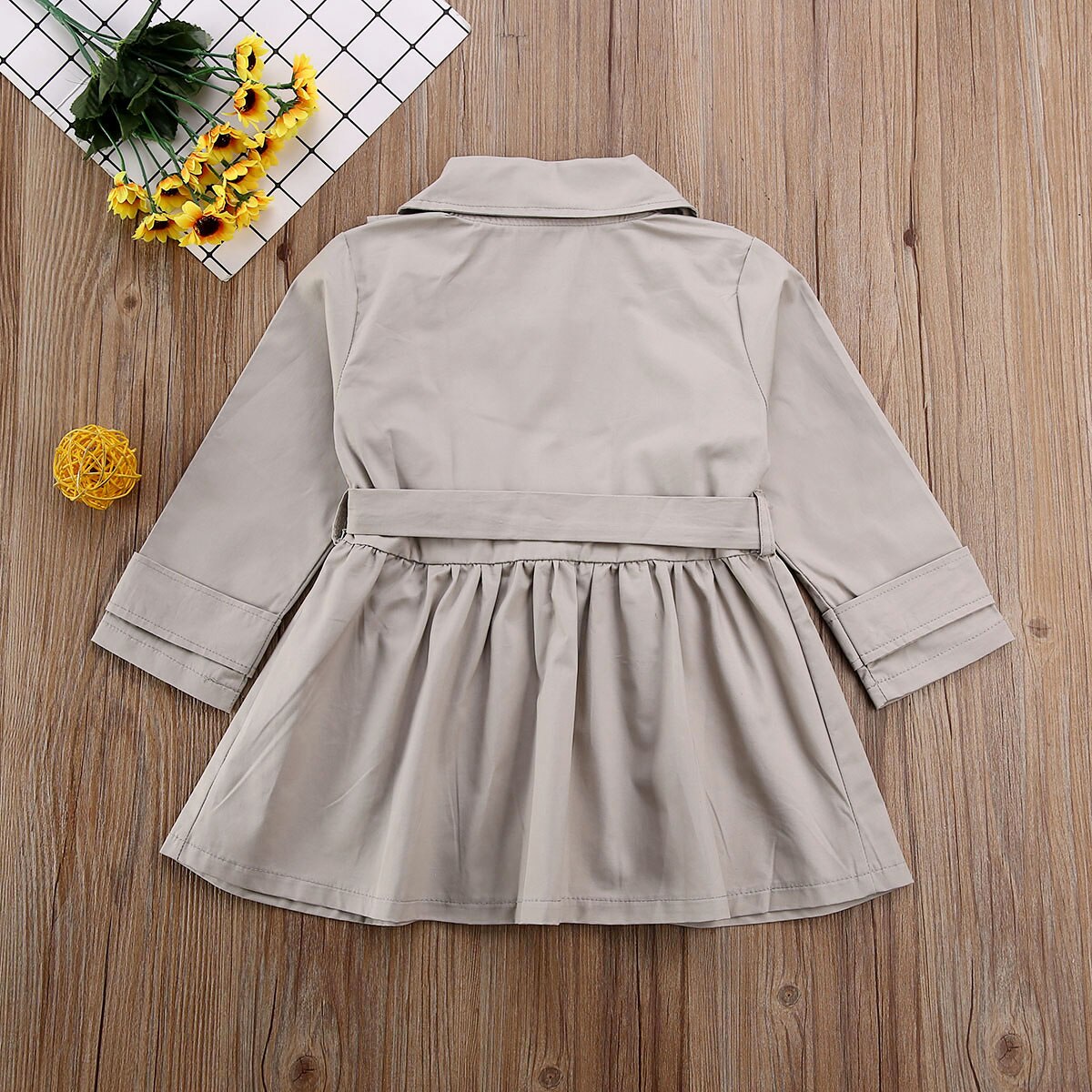 Tjejjacka trench button bandage ruffle casual jacka windbreaker coat outwear