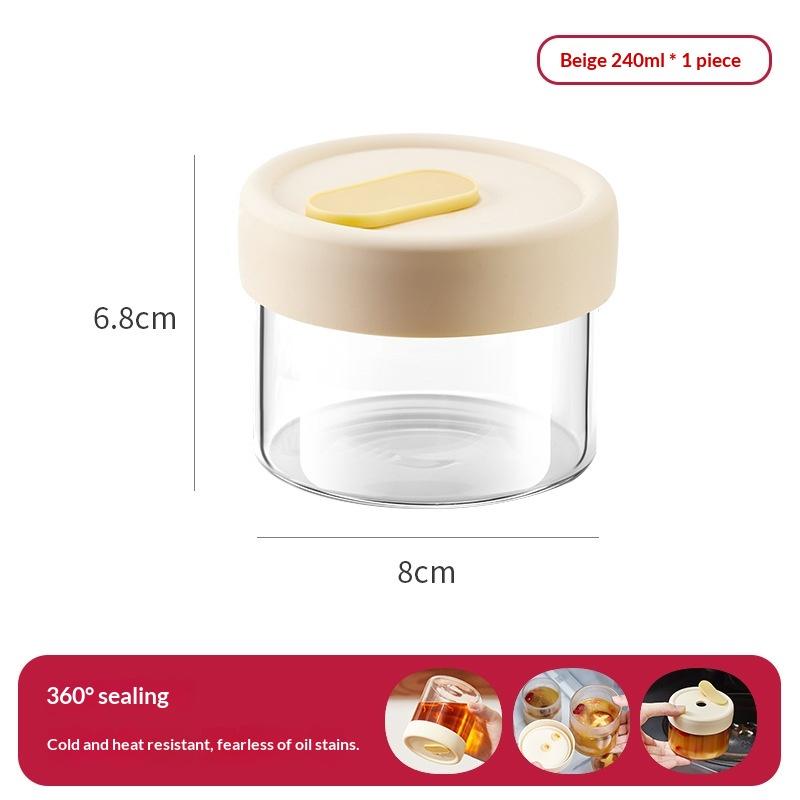 240/400ML Glass Food Storage Jar With Sealed Silicone Lid Heat Resistant Microwavable Soup Juice Container Cereals Jar: black