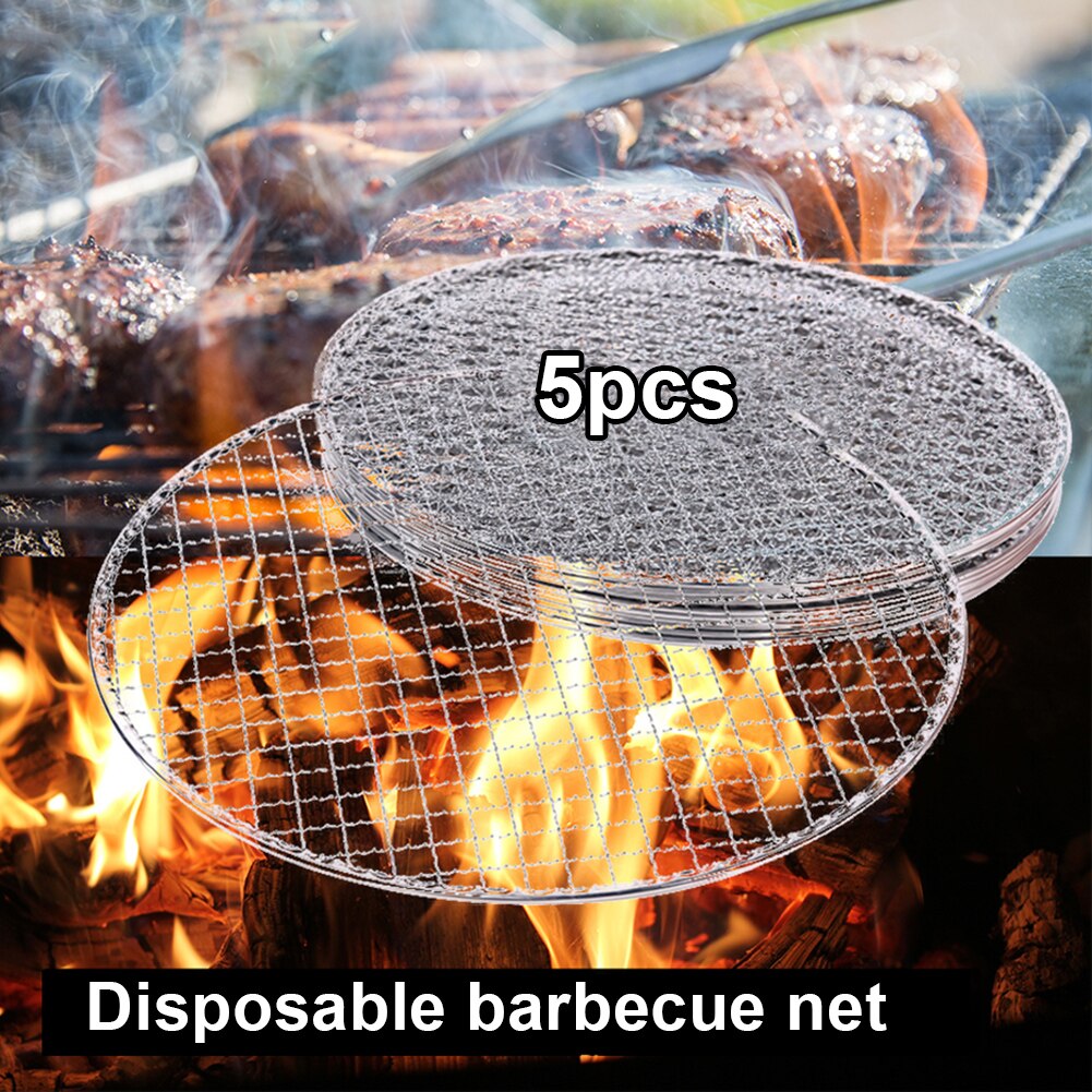 5 stk/sæt rund engangs bbq grillrist stege net rist grill bradepande
