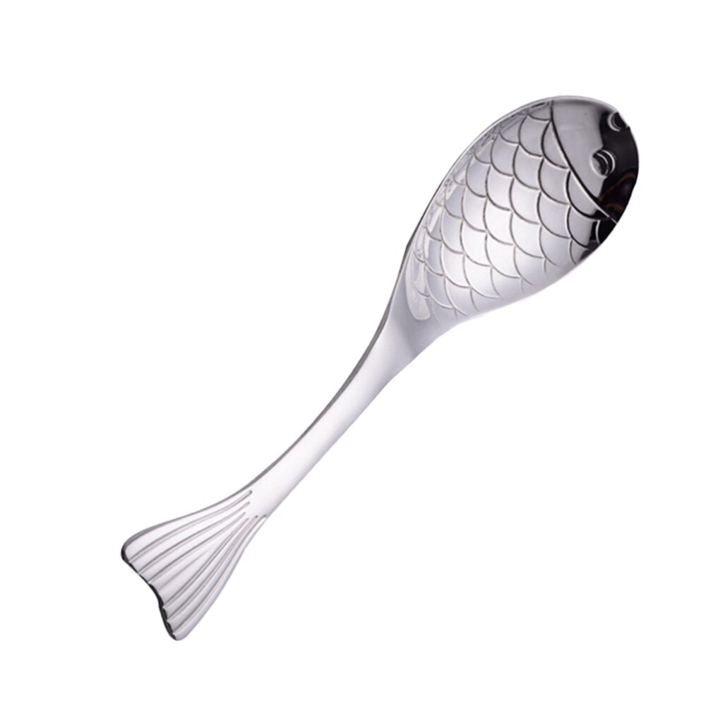 Fish Shape Soup Spoon Stainless Steel Spoon Stainless Steel Soup Ladle Fish Dinner Spoon (S)