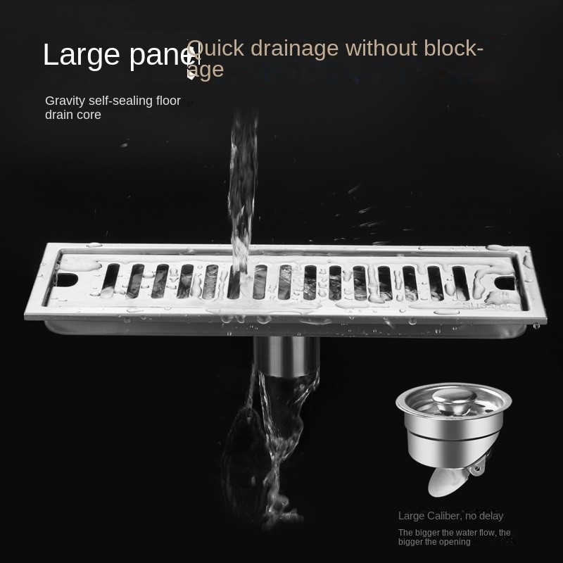 Zwart 20-80 cm verlengde afvoerputje badkamer toilet 304 roestvrij staal grote verplaatsing afvoerputje anti-geur en insectenbestendig