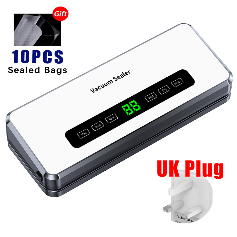 Electric Food Vacuum Sealer Dry/Wet Food Packaging Seal Built in Cutter Roll Bag Kitchen Food Storage Seal Vacuum Packaging: Gold