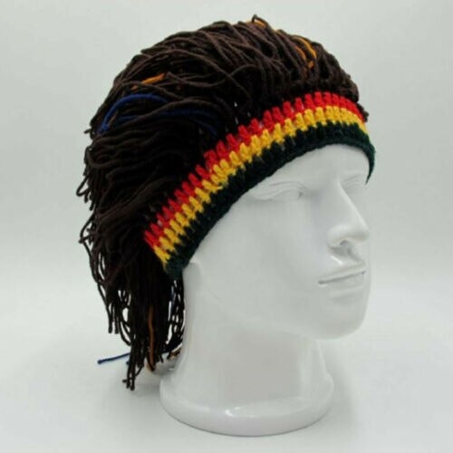 Crestive sjove reggae dreadlocks unisex jamaicanske strikkede beanies paryk fletning hat rasta hår hat fest cosplay hat