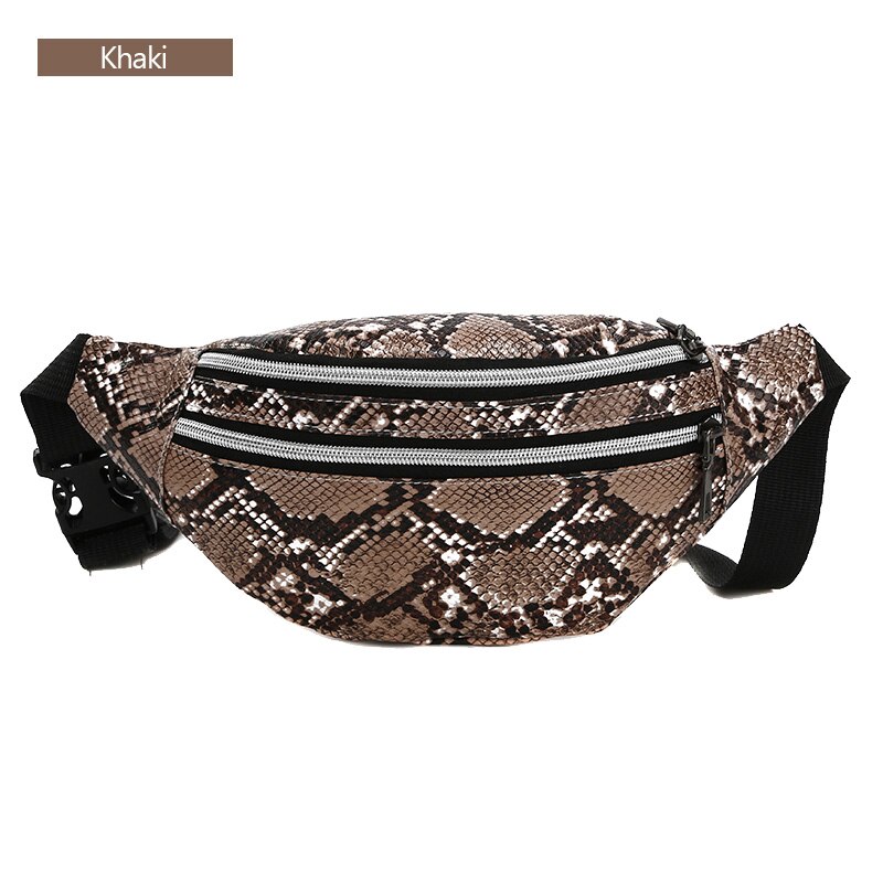 AIREEBAY 3-Tasche Serpentin Frauen Taille Tasche Dame fanny Pack Gürtel Tasche Mini frauen Tasche Luxus taille Pack: 4216kakhi