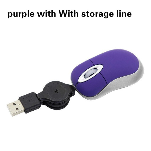 2,4 GHz Mini Kinder nette Gaming Wired Mause Versenkbare Linie 2 Tasten USB Maus Tragbare ergonomische mäuse Für PC Laptop desktop: purple
