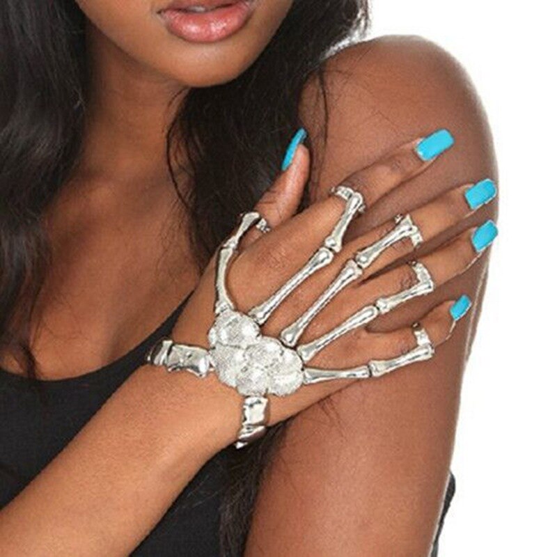 Halloween Armbinde Für Frauen gotisch Punk Hand Schädel Skelett Elastizität Einstellbar Armbinde Armreifen Femme Party Zubehör