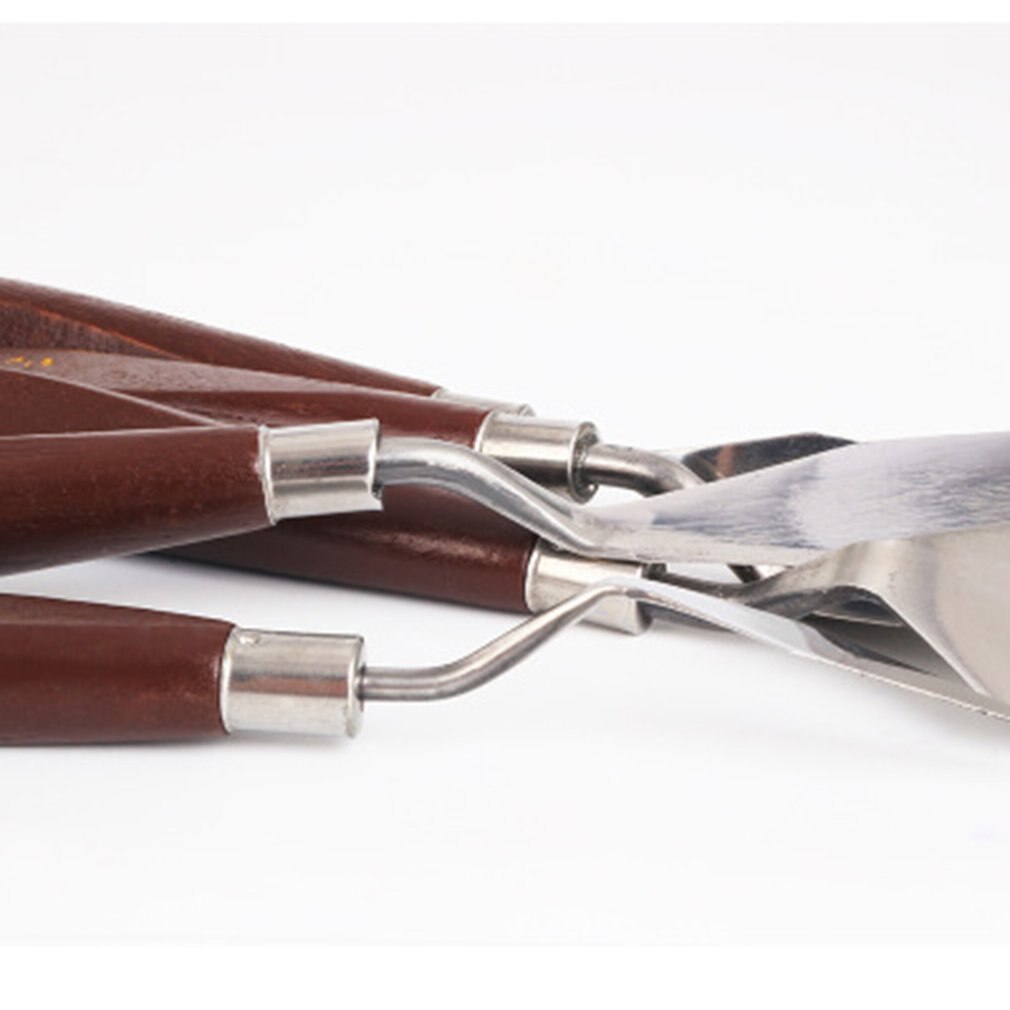 5 pièces Palette mixte couteau peinture inox grattoir spatule Art fournitures pour artiste toile peinture à l'huile couleur mélange/