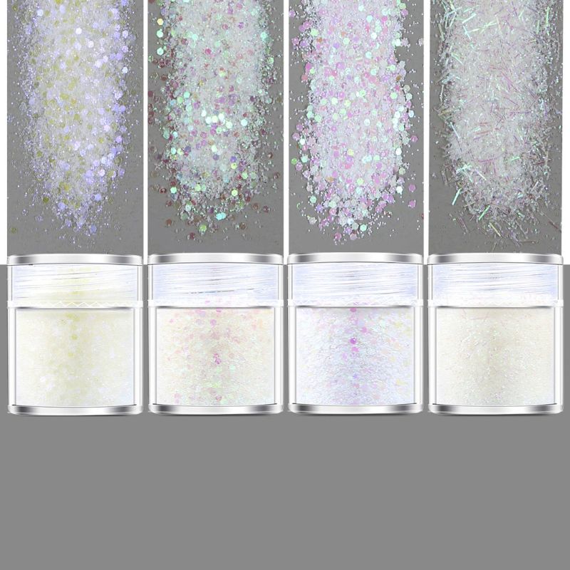 4 Kleur Regenboog Wit Glitters Sequains Hars Pigment Kit Nail Art Sieraden Maken 54DC