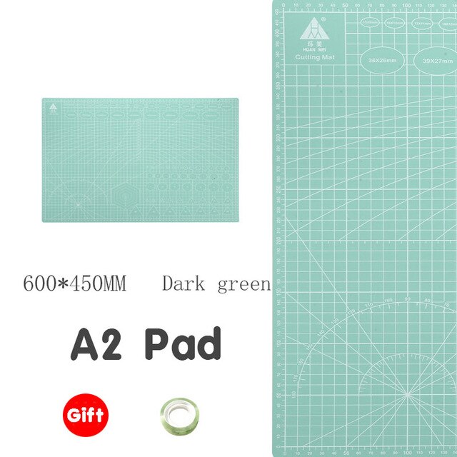 30 * 45cm A2 Cutting Board Grid Line Self-healing Cutting Board Craft Card Multi-color Double-sided Desktop Cutting Pad 1 Piece: Mint Green
