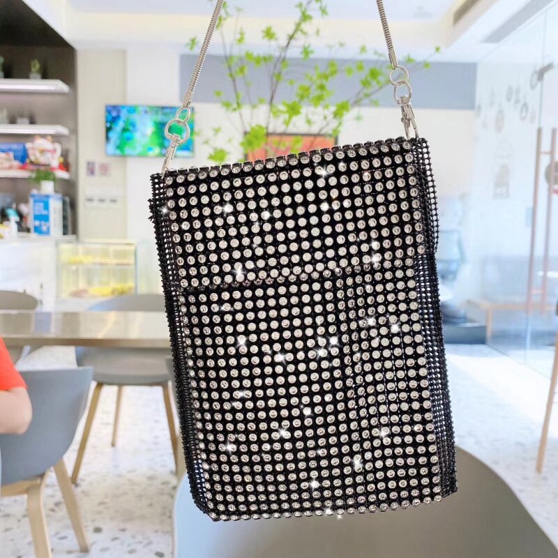 Luxe damestas met flitsdiamanten en hangende fran-xj-telefoontas voor iphone, samsung, xiaomi, huawei en andere mobiele telefoons: 2h