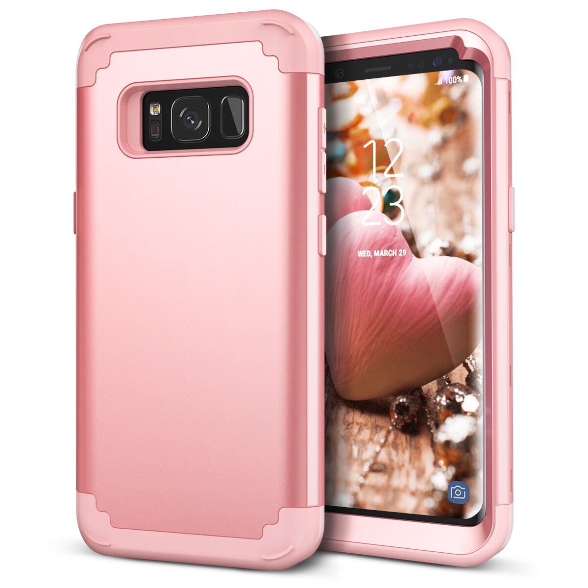 Telefon Fällen Für Samsung Galaxy S8 Plus Note8 Fall Durable PC + TPU 3 Schicht Hybrid Anti-Knock Volle körper Schutzhülle Stoßfest: For Samsung S8 Plus / Rose gold