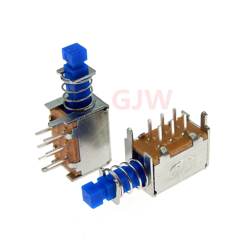 10 pièces PS-22E05 6 broches bleu A03 interrupteur à clé droite bouton-poussoir avec autobloquant