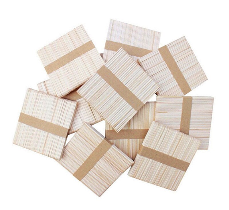 200Pcs/Set Popsicle Sticks Natural Wooden Pop Popsicle Sticks 12.5CM 11.4CM Length Wood Craft Ice Cream Stick Popsicl Accesorios