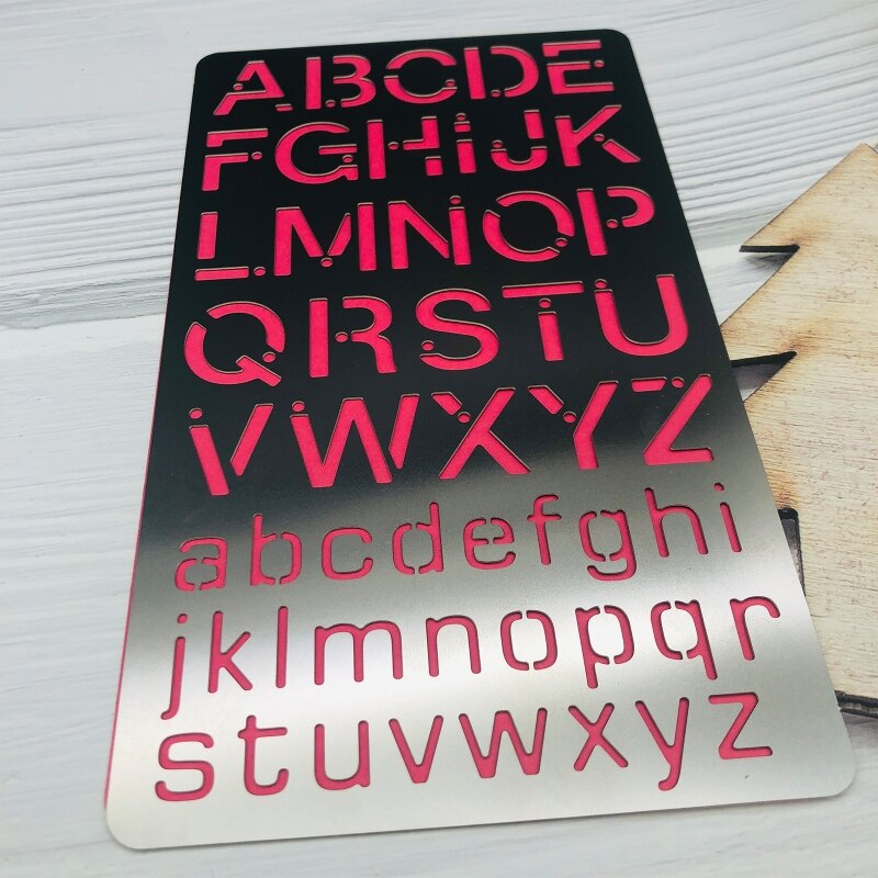 Metal Journal Stencils English Alphabet Stainless Steel Stencil Templates Tool for Painting Wood Burning Carving Pyrography F26