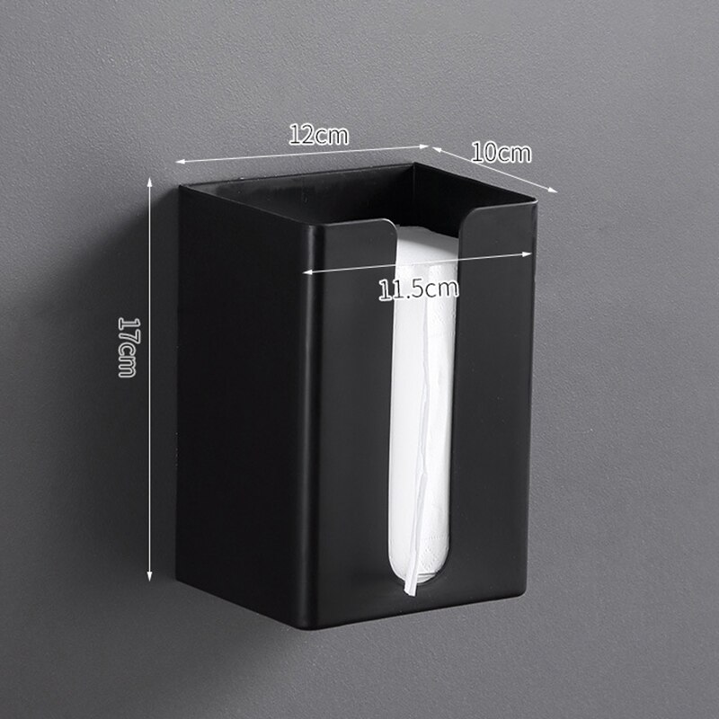 Tissue Doos Wandmontage Badkamer Toiletrolhouder Gratis Punch Woonkamer Keuken Papier Dispenser Thuis Tissue Storage Case: Black