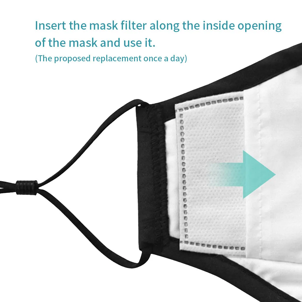 Herbruikbare wasbare gezichtsmaskers met 10 vervangbare pm2.5-filter Mondstof Winddicht katoenen ventielmasker met brilmasker