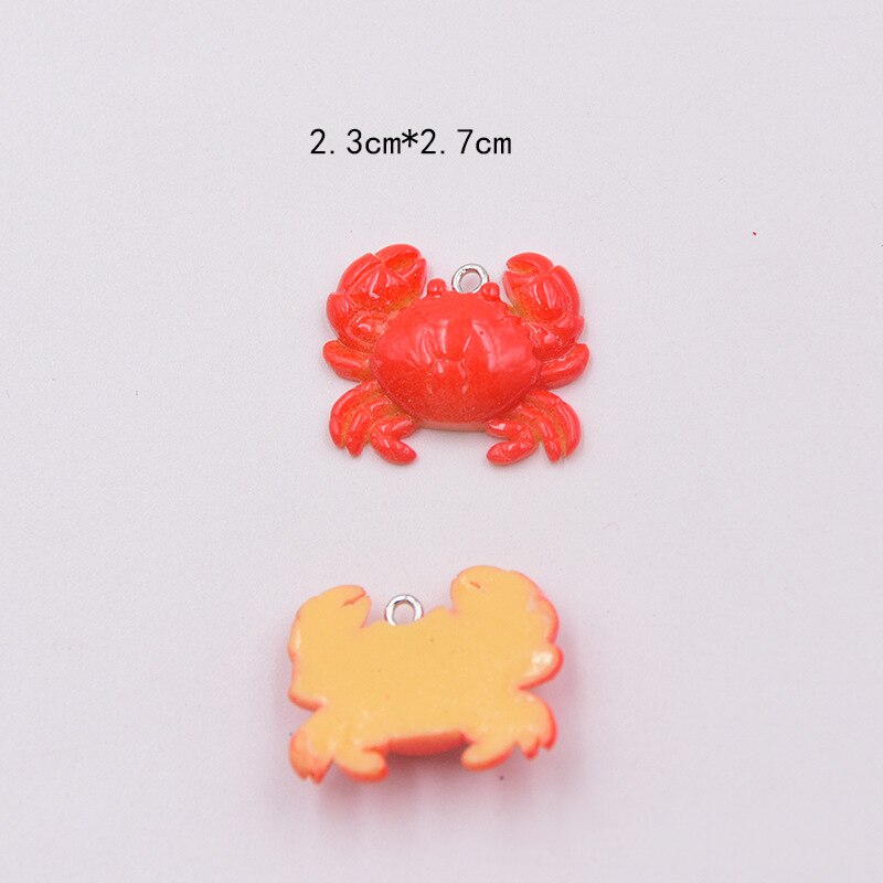 Pendientes de cangrejo langosta de resina, 10 Uds., abalorios de animales, accesorios para collar, llaveros, Conector de joyería: 02 panxie