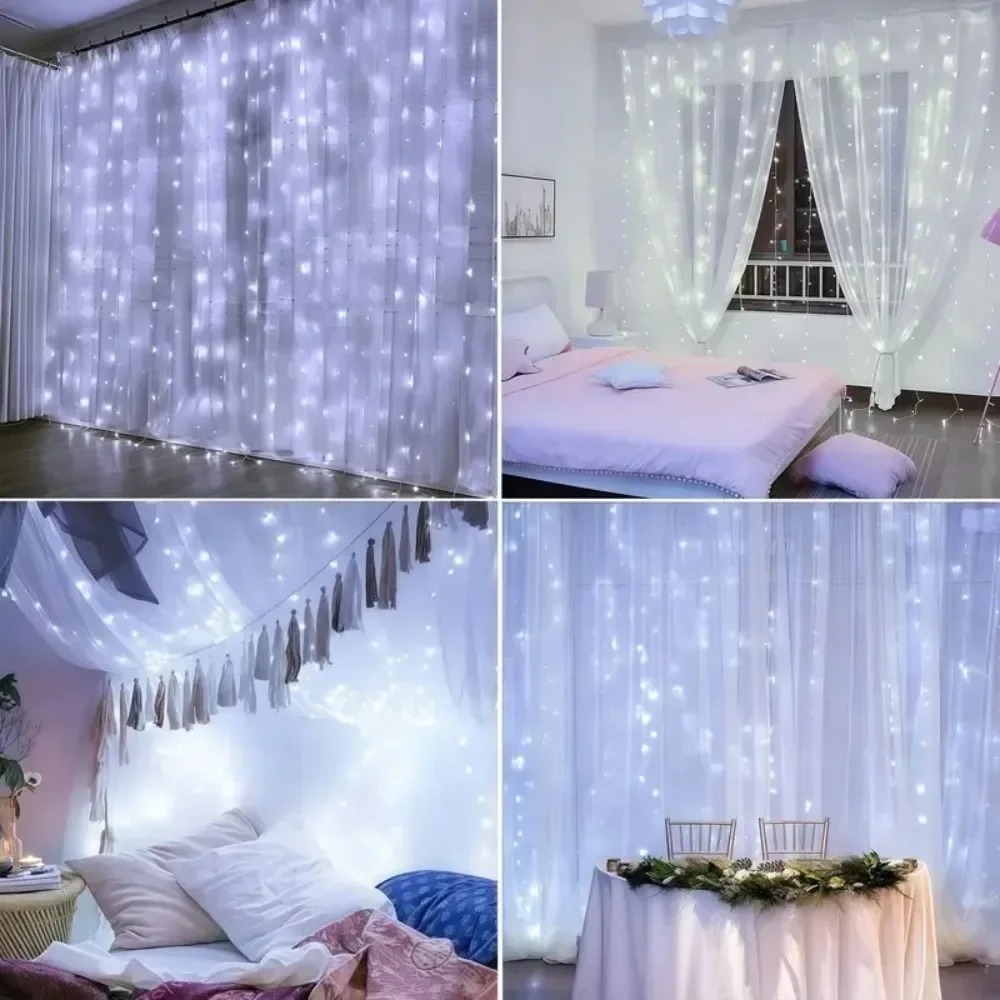 Guirnalda de luces LED para cortina, guirnalda de luces navideñas con USB de 3/6M, luz Led para vacaciones, decoración para de boda y dormitorio