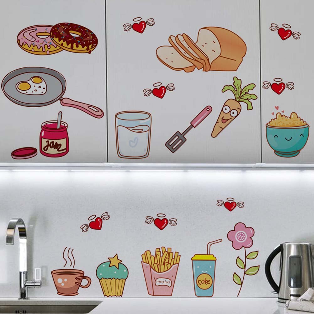 Cartoon Keuken Koelkast Deur Stickers Decoratieve Stickers Voedsel Fruit Verwijderbare Muursticker Stickers Op De Muur