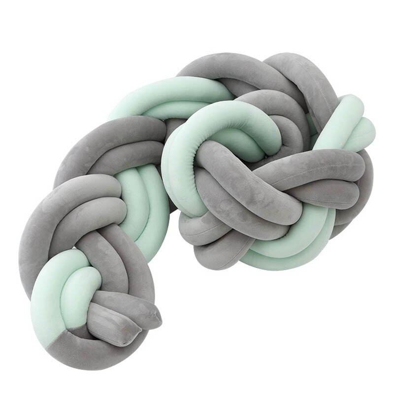 1.5M Geknoopt Twist Touw Handgemaakte Barrière Braid Knot Kwekerij Voor Kind Wieg Hek Cot Rail: green grey