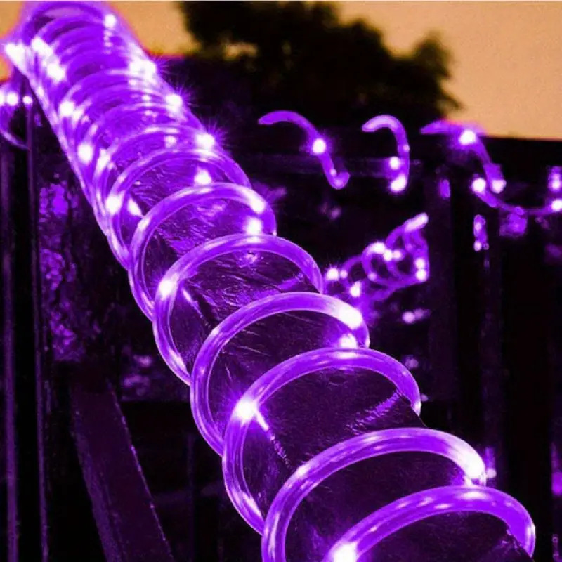 1pc solaire LED chaîne lumière 50LED Tube corde chaîne lumières avec 8 Modes extérieur étanche Tube solaire clôture lumières pour la décoration intérieure: Vert forêt