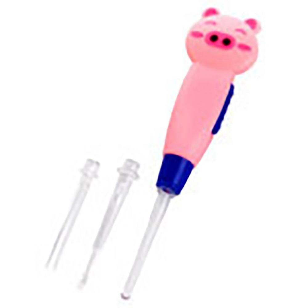 Ear Spoon Cleaning with LED Lighting Cute Cartoon Animal Detachable Earwax Remover Tool Safety Cleaner Spoon for Kids peel ears: Wine red