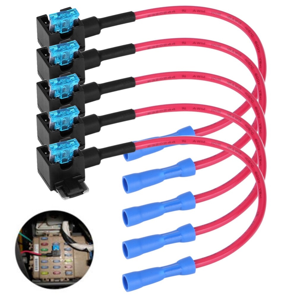 Adaptateur de robinet 12v | Mini porte-fusible pour voiture 5 pièces, accessoires de voiture, Circuit automobile, boîtier de fusibles 12v, adaptateur de Micro-Circuit, jeu de fusibles
