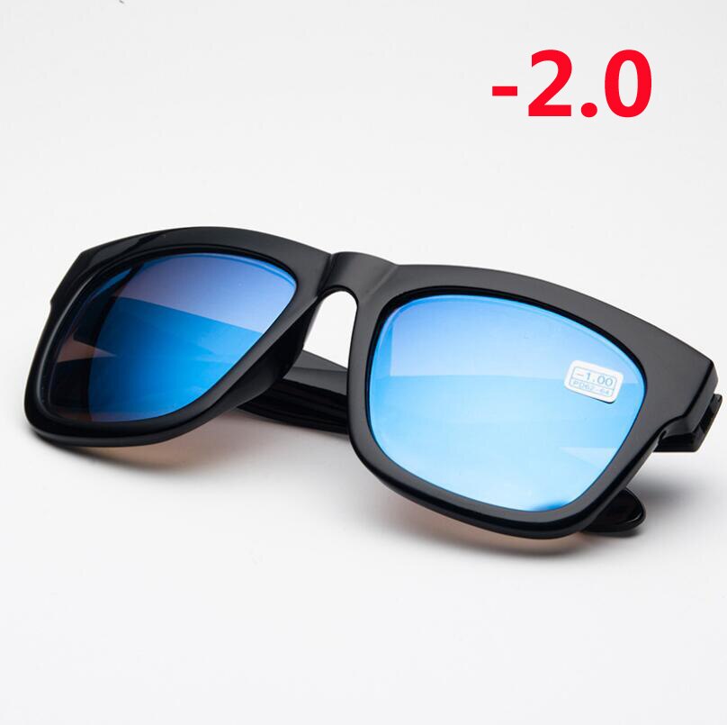 -1.0 -1.5 -2.0 -2.5 -3.0 -3.5 -4.0 færdige myopi solbriller mænd kvinder blå linse firkantet kortsynet myopes lunettes: Nærsynethed 200