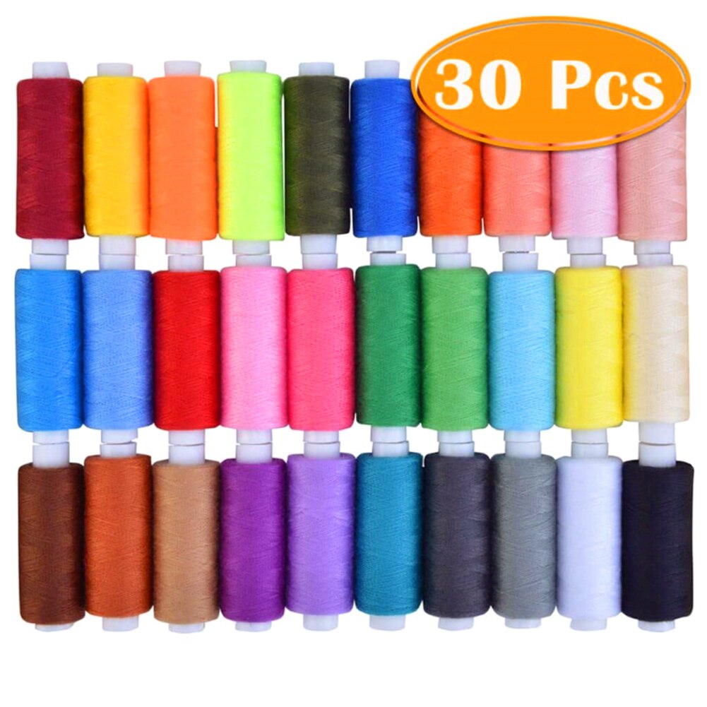 30 Roll Machine Hand Craft Spool Durable Home DIY 250 Yard Assortment Coil Solid Sewing Thread Strong Industrial