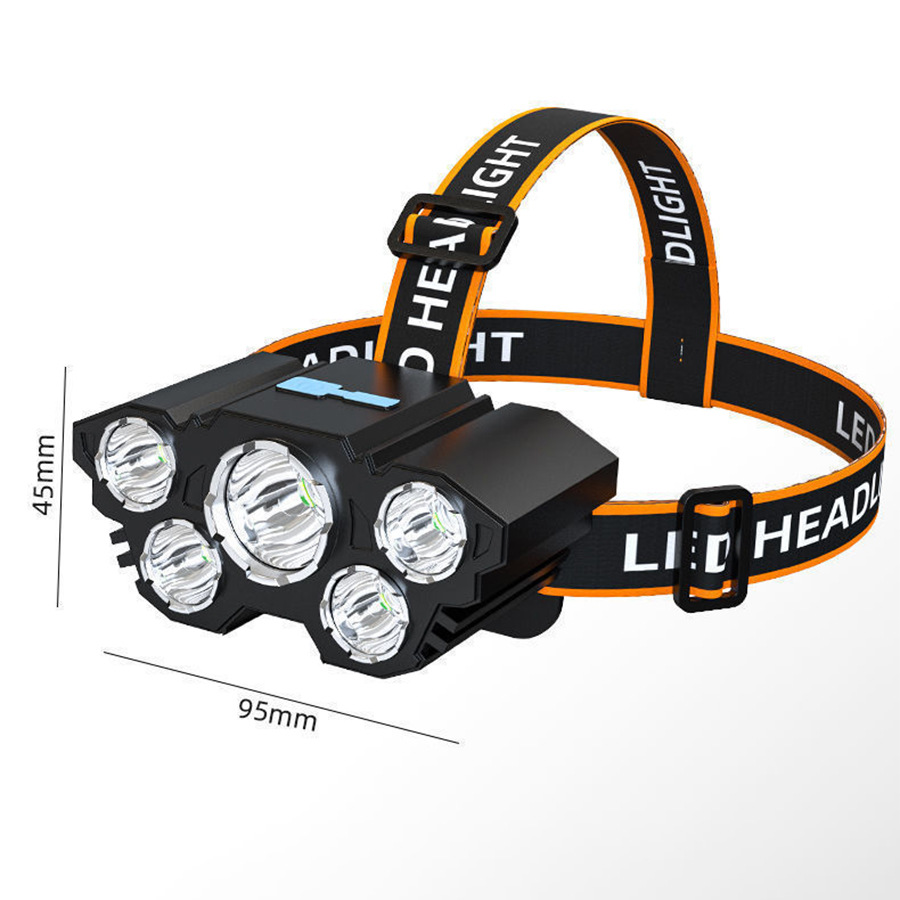 5 LED-koplamp Oplaadbaar met ingebouwde 18650-batterij Sterk licht Koplamp Camping Avontuur Vissen Hoofdlamp Zaklamp: Default Title