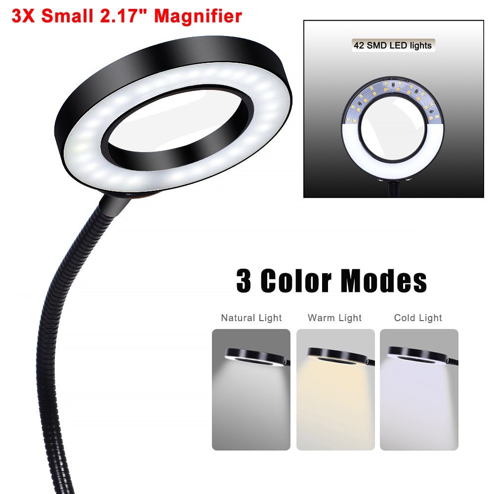 NEWACALOX USB 3X/5X banc étau Table pince loupe LED lumières Flexible lampe de bureau pour la lecture travail éclairage loupe