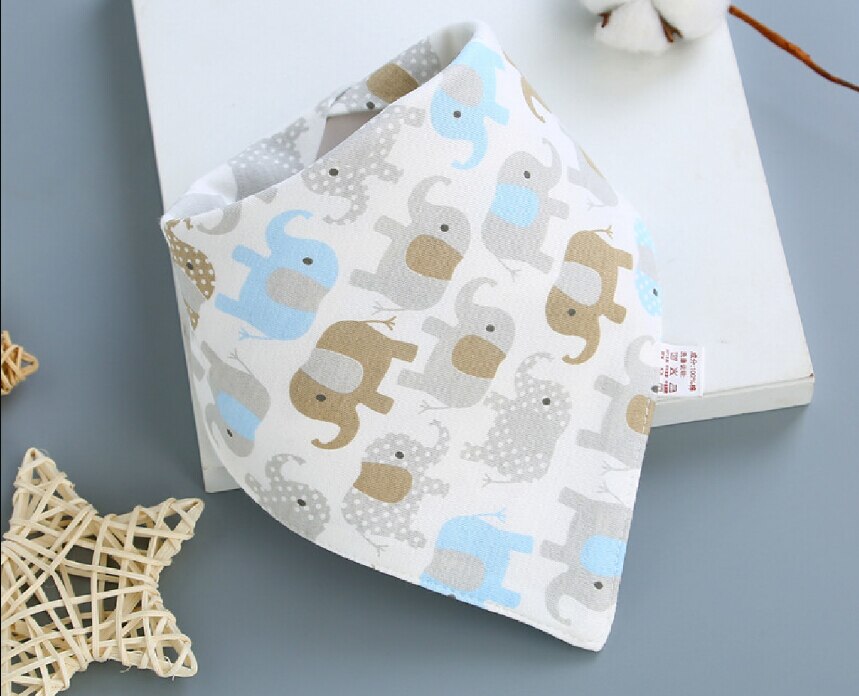 Baby bibs e cotton Cartoon Character Animal Print baby bandana bibs dribble bibs: Sky Blue