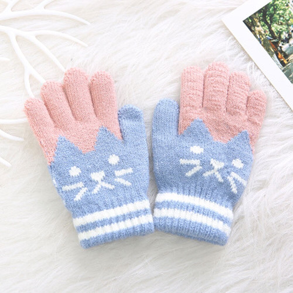 1 paar für freundlicher freundlicher Jungen Mädchen Warme Karikatur Nette Katze Handschuhe Winter Handschuhe
