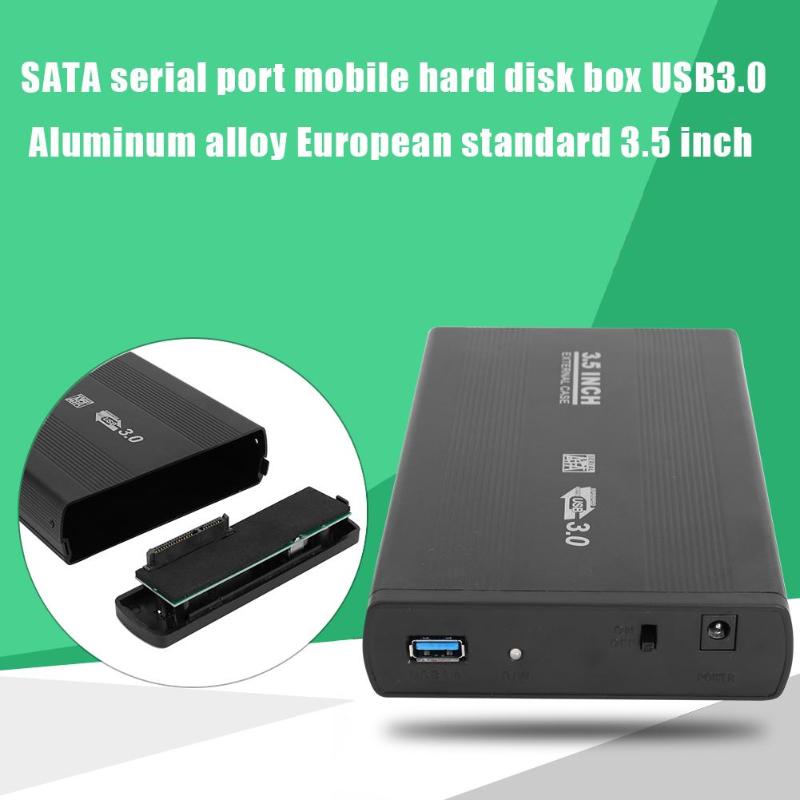 3.5 tums hårddiskfodral sata till usb 3.0/2.0 aluminiumlegering hdd-fodral extern hårddiskhölje med usb-kabel för pc-dator