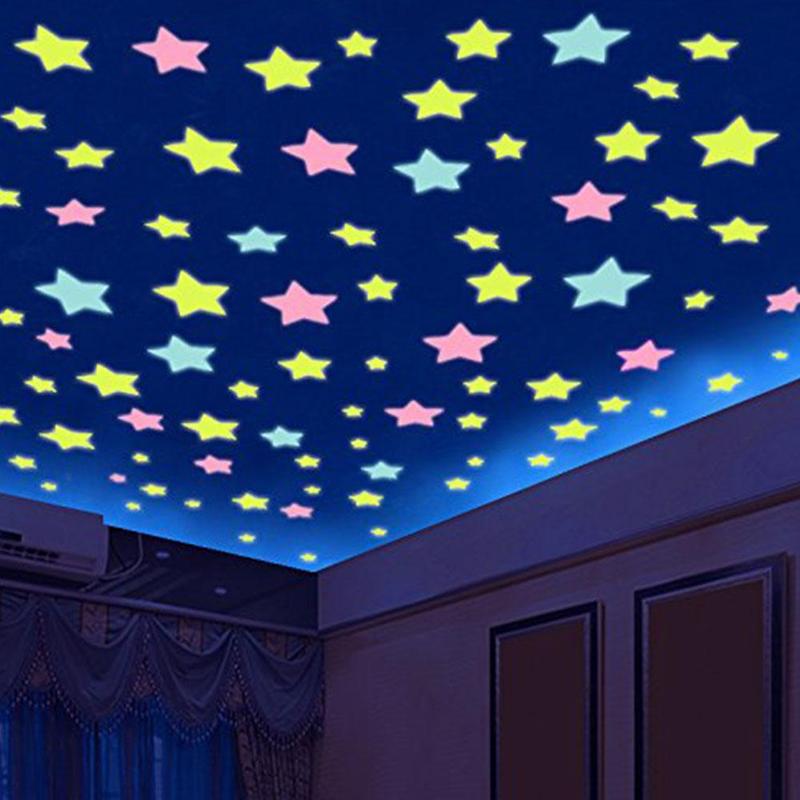 Lysende måne stjerner klistermærker diy pvc 3d væg klistermærker væg værelse mørk levende indretning værelser hjem til børn i soveværelset mærkat væg  w5 f 5