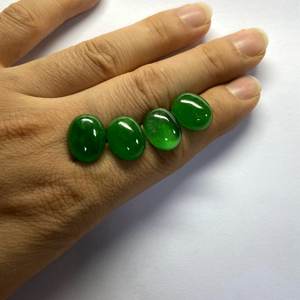 GRC Certificato naturale Giadeite Verde della pietra preziosa Ovale forma 6x4-20x15mm flatback cabochon di pietra anello di giada