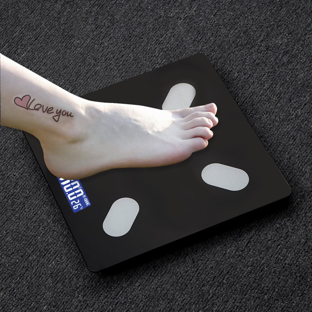 USB Charging Intelligent bluetooth APP Android IOS Smart BMI Fat Scale LCD Digital Screen Household Weighing Scale