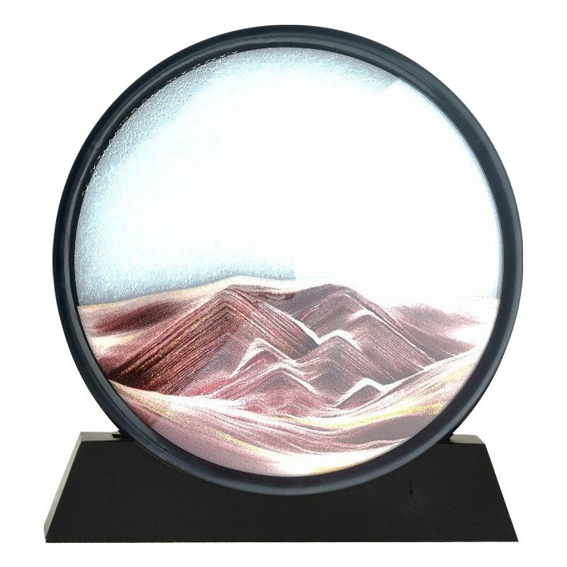 Sablier 3D avec étagère, paysage de sable profond, peinture de sable mouvant, image d&#39;art en mouvement, décoration de bureau pour la maison: D / 12 inch
