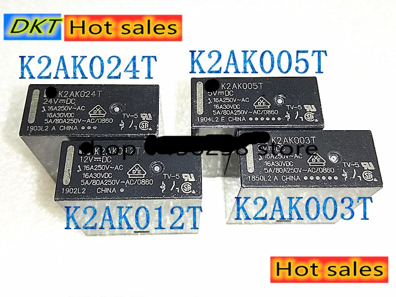 lot(2pieces/lot) Original FT K2AK003T K2AK005T K2AK012T K2AK024T DIP-4 16A 3V 5VDC 12VDC 24VDC Power Relay