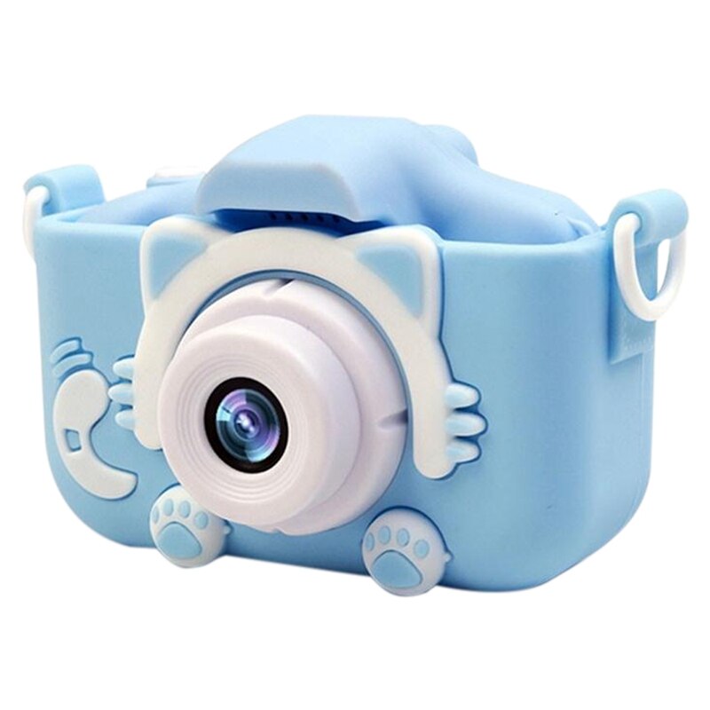 Appareil photo numérique IPS Sn 720P enfants enfants caméra avec étui de dessin animé enfants caméra anniversaire de noël pour les enfants: Blue