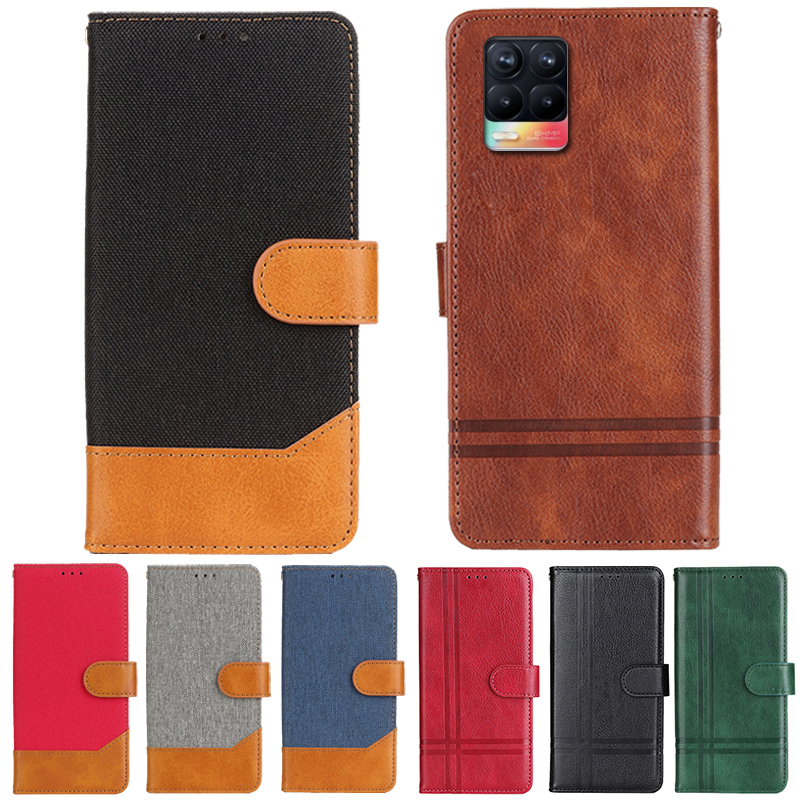 Läderplånbok för realme 8 4g , vikbart lyxigt kortfodral för realme 8 4g rmx 3085 , telefonskyddande väskor i plånboksstil