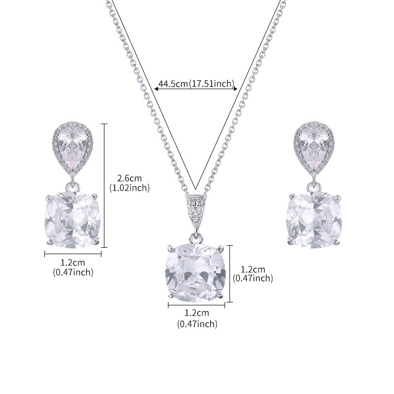 Weimanjingdian Sparkly Kussen Cut Zirconia Hanger En Oorbellen Sieraden Set Voor Bruid Of Bruidsmeisje