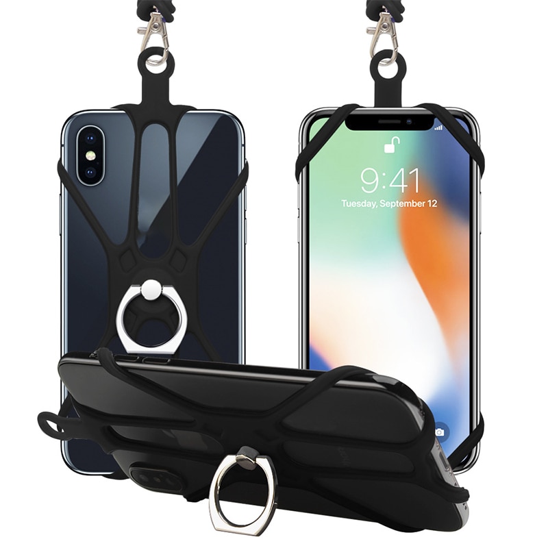 Universele Mobiele Telefoon Siliconen Lanyard Case Hals Opknoping Riem Voor Iphone Samsung Mobiele Telefoons Accessoires