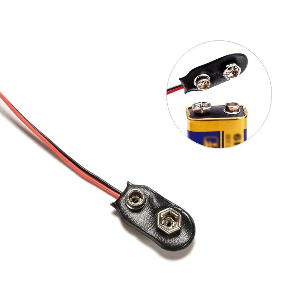 1/5/9/10 Uds. Clips de batería de 9V 10cm negro rojo 2 cables conector de conexión de Cable hebilla conector de Clip de batería de 9 voltios soporte de batería
