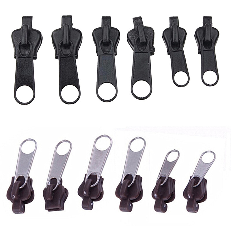 6Pcs 3 Sizes Universal Instant Fix Zipper Repair Kit Replacement Zip Slider Teeth Rescue Zippers Sewing Clothes